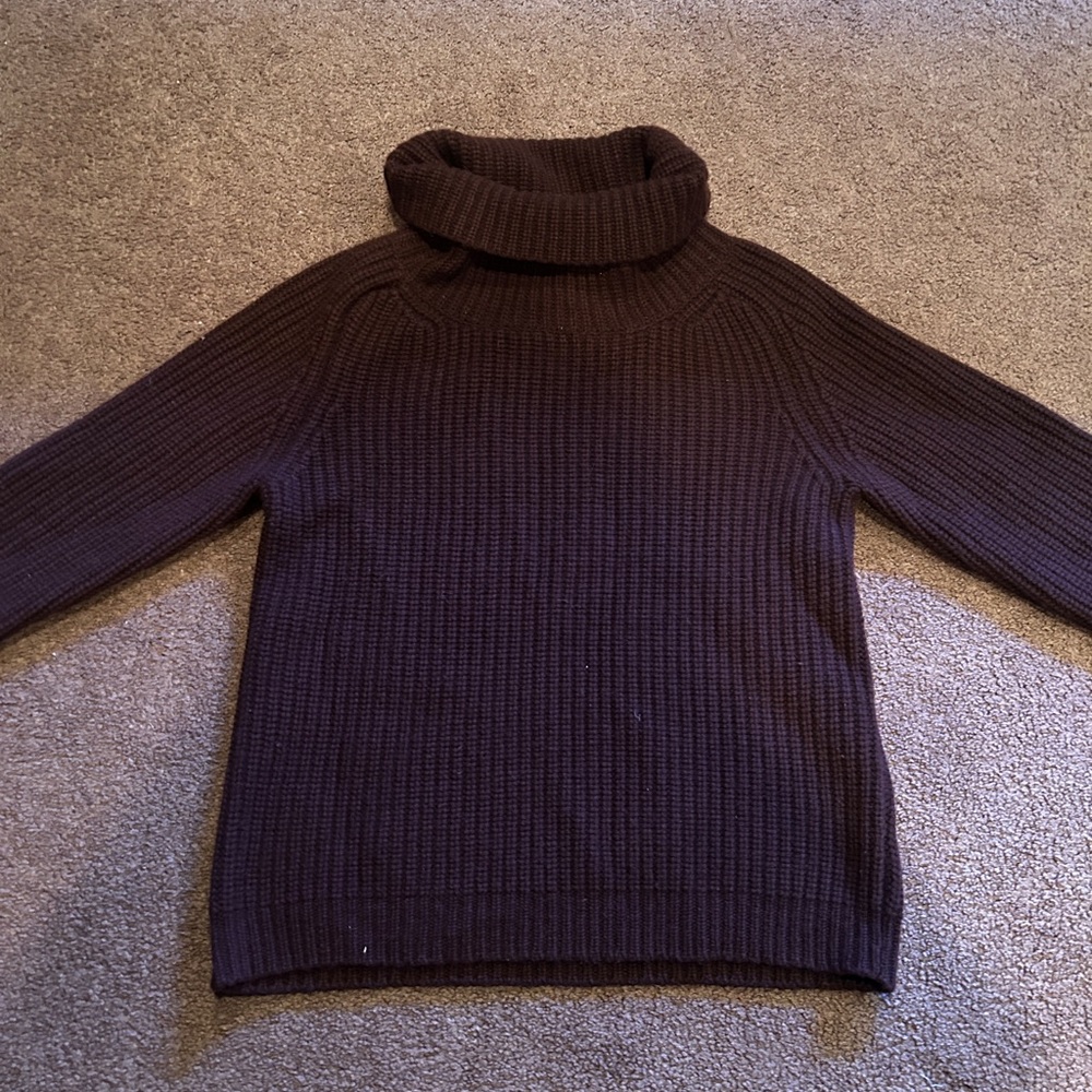 Maison de Papillon 100% Mongolian Cashmere Turtleneck Sweater S Brown Ribbed